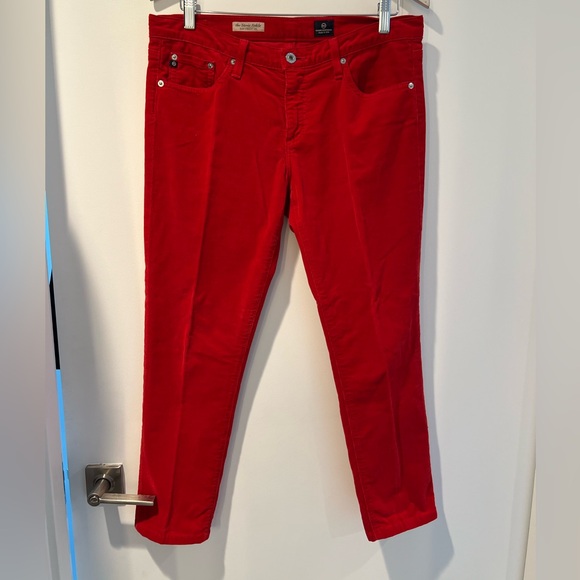 Ag Adriano Goldschmied Pants - AG Adriano Goldschmied Vibrant Red Corduroy Pants The Stevie Ankle